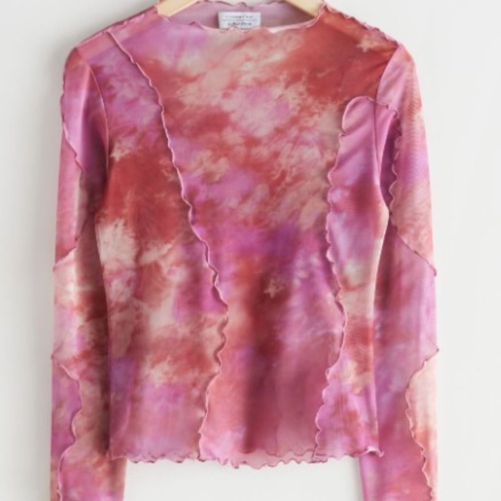 & Other Stories Frilled Mesh Top